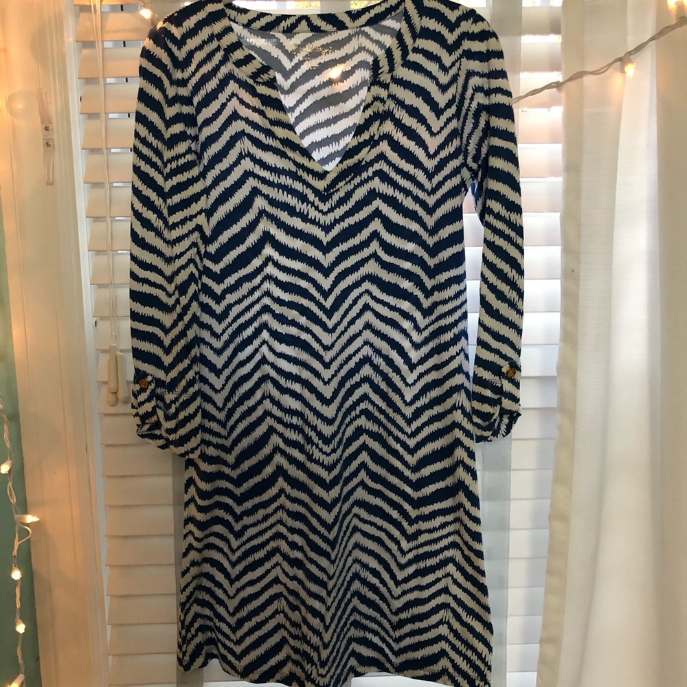 Lilly Pulitzer Blue and White Chevron Dress